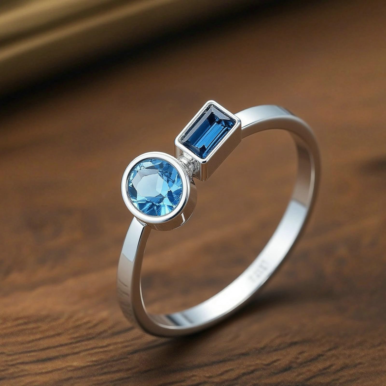 Anillos de oro real para mujer, anillos de boda con topacio, elegante anillo de compromiso, anillo de oro blanco para mujeres
