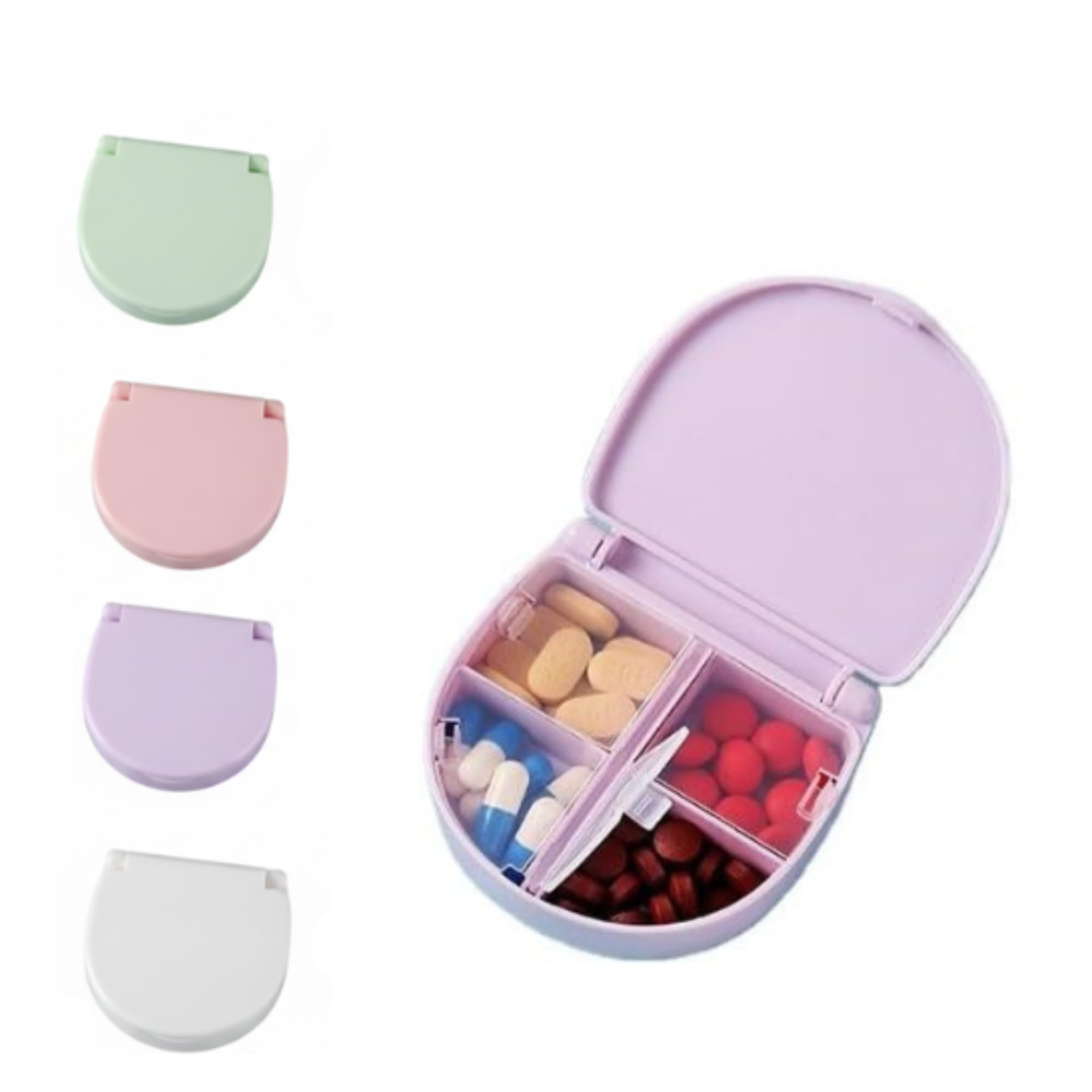 Sumiko Travel Pill Case, Small Pill Box for Purse, Acedada Portable Daily Pill Container, Compact Moistureproof 4 Compartments Pill Organizer, Stylish Medicine Holder for Vitamins Fish Oils (Random Color)-image-11