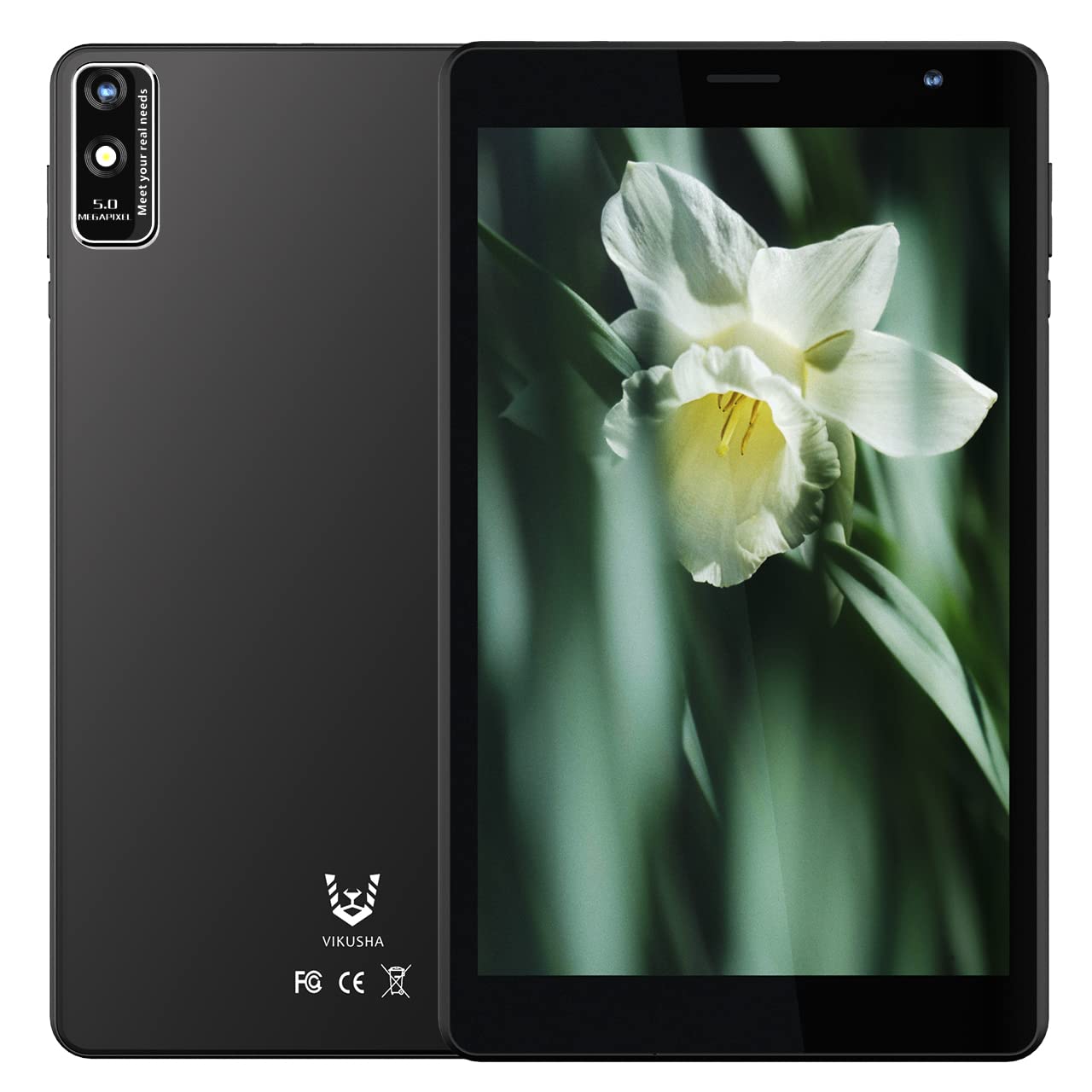 V VIKUSHA V-E5 Android Kids Tablet,IPS Screen 8" Zoom Supported Smart Tablet Pc for School Age Children, Wifi,SIM With Bluetooth Keyboard (Black)