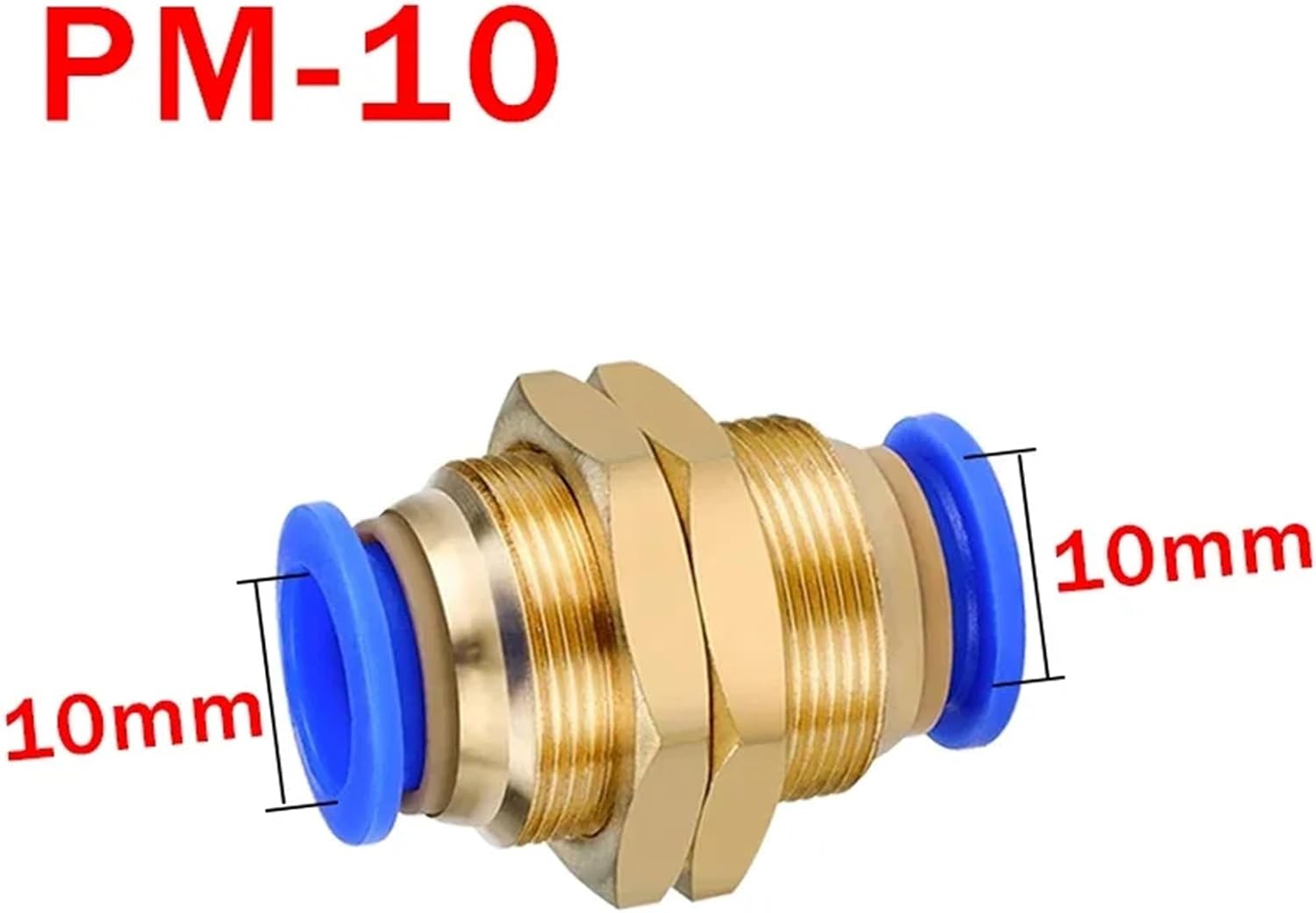 5Pcs 4mm 6mm 8mm 10mm 12mm OD Tube PM Straight Pneumatic Air Fittings Bulkhead Union Push To Connect Quick Release Connector(PM-10)