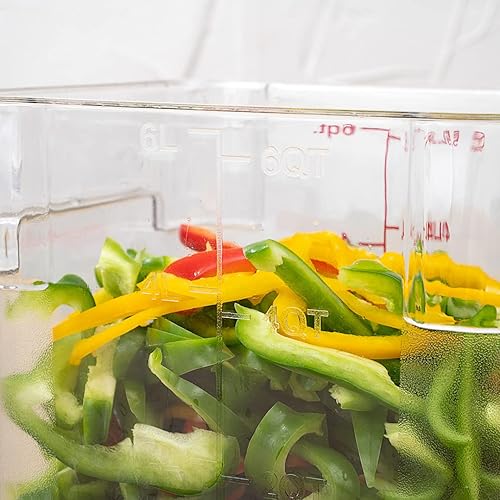 Miniatura 6 de Met Lux - Cubo de salmuera de 6 cuartos de galón, 1 recipiente cuadrado para marinar, con marcadores de volumen, mango integrado, cubo de plástico