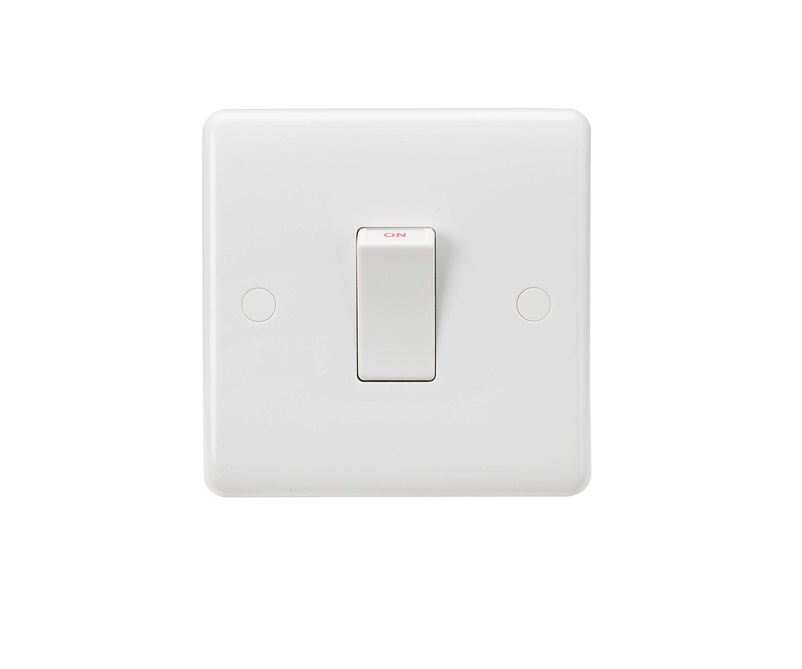 Knightsbridge CU8331N Curved Edge 45 A DP Switch with Neon, White