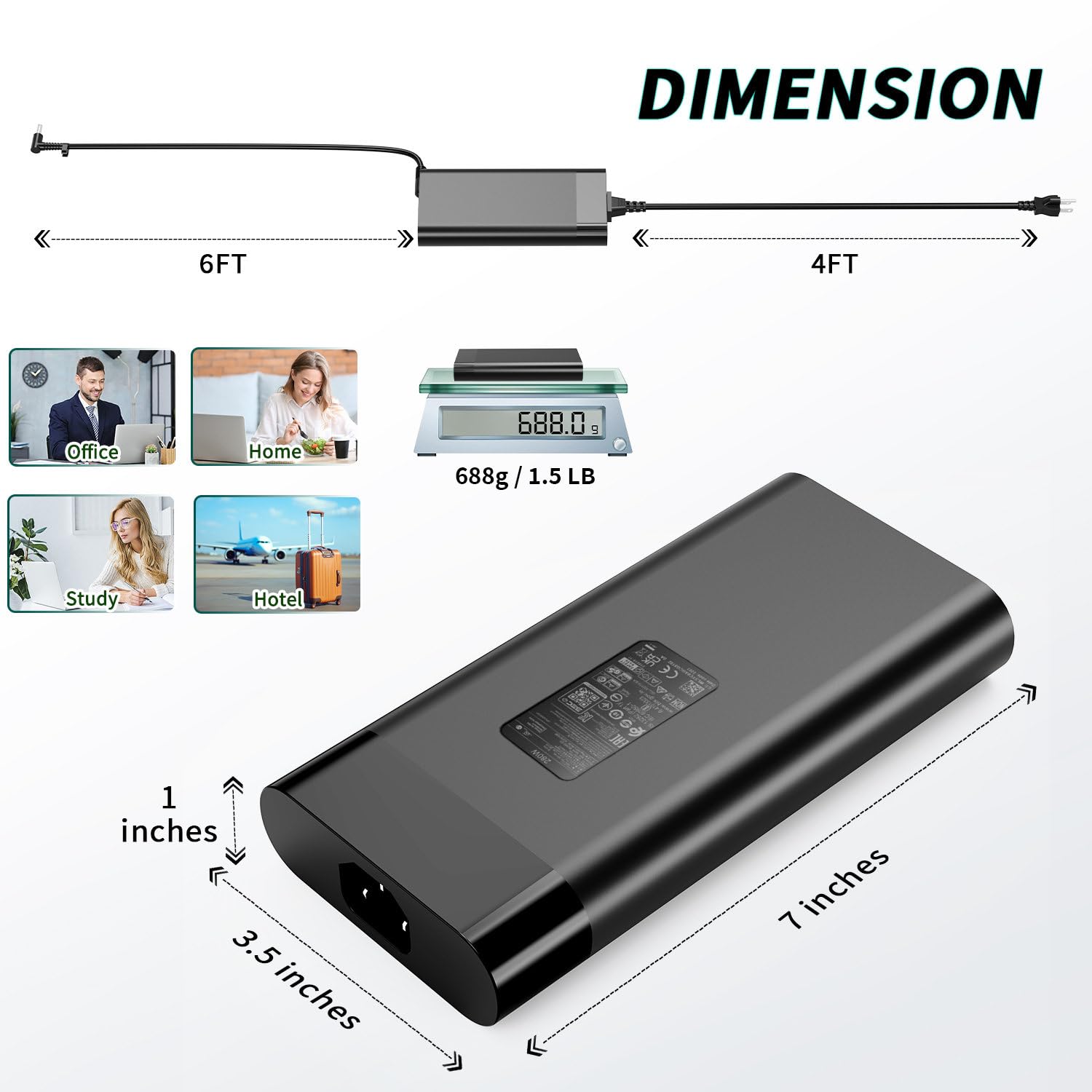 Alimentatore AC per Notebook da 280W 20V 14A Compatibile con HP Omen 16 ZBook Fury 16 G8 G9 G10 ZBook Studio 16 A280A011P TPN-CA26 TPN-LA27