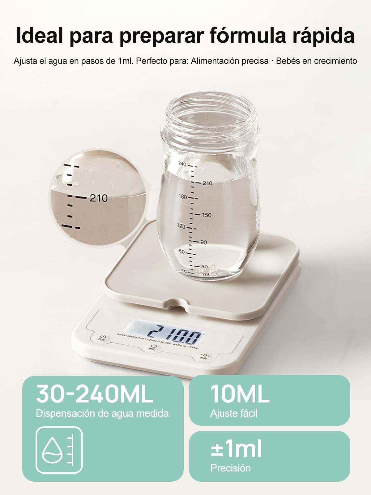 Preparador de Biberones, Calienta Biberones, Preparador de Biberones Instantáneo, Dispensador de agua a Temperatura precisa, 24/7 Mantenga la Temperatura Caliente y Ajustable