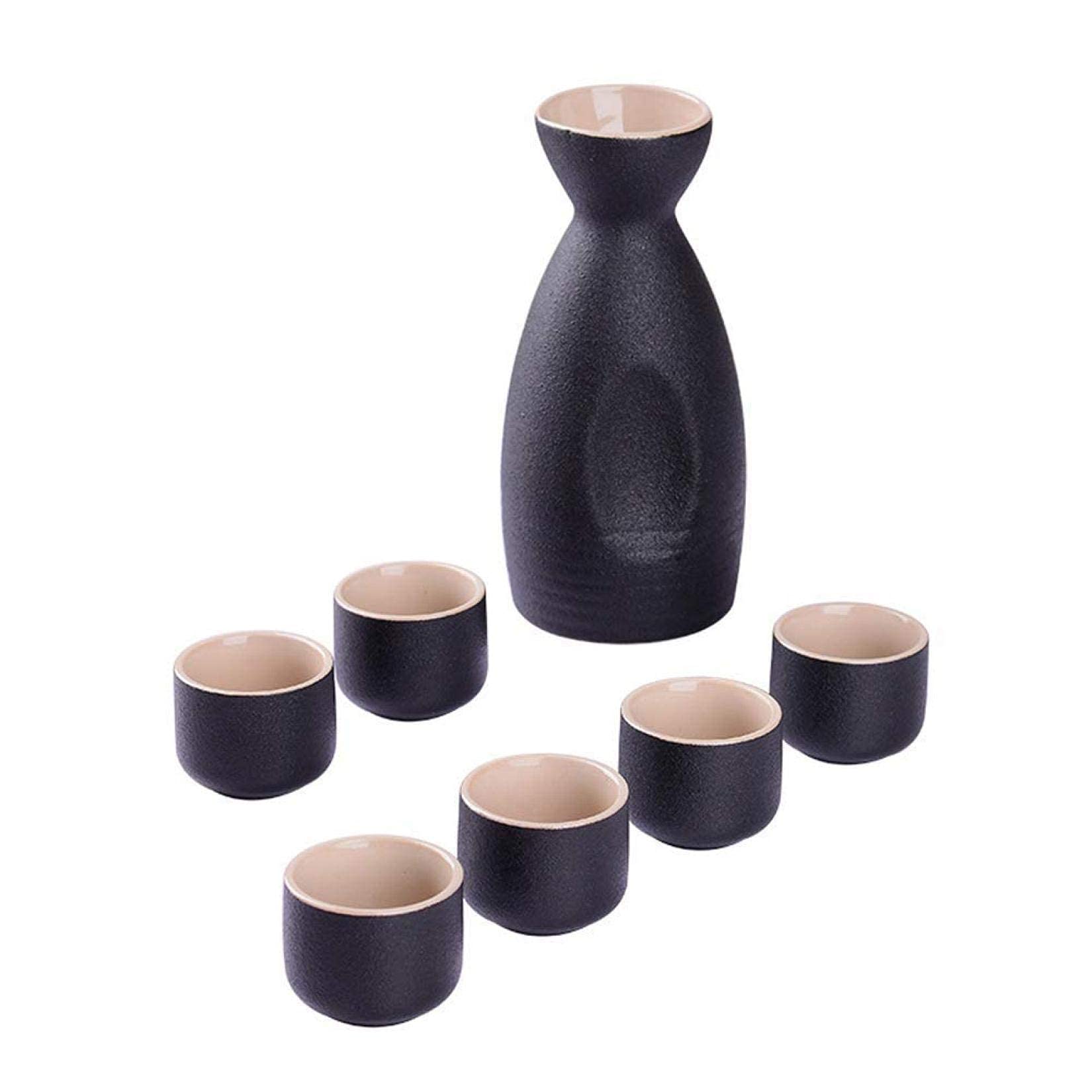 MRKU Service à saké Service à saké Tasse à saké Traditionnelle Design Peint à la Main Porcelaine Poterie Céramique Artisanat Verres à vin Tasses à saké 7 pièces, Blanc, Triangle