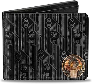 Buckle-Down PU Bifold Wallet - MACUSA Seal Black/Gold + FBAWTFT Logo Grays/Gold