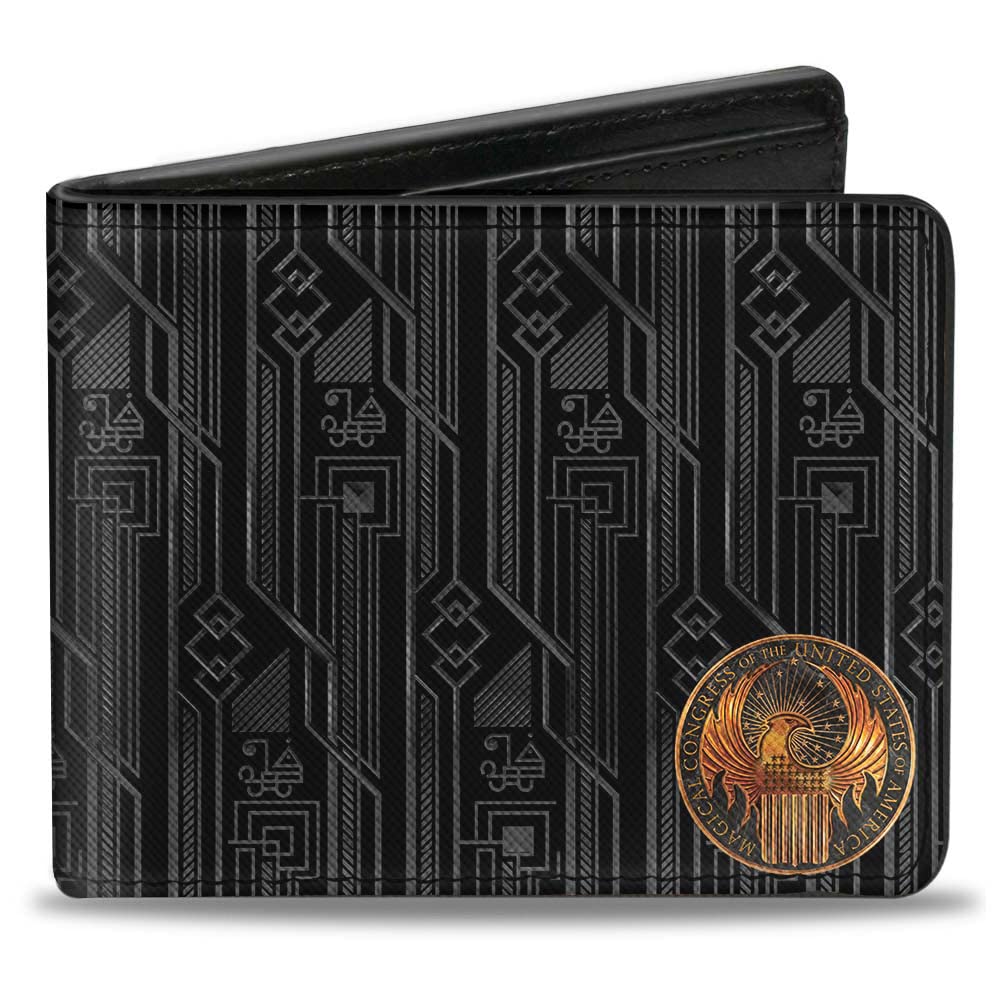 Buckle-Down Men's PU Bifold Wallet-MACUSA Seal Black FBAWTFT Logo Grays/Gold, Multicolor, 4.0" x 3.5", Multicolor, 4.0" x 3.5", Buckle-down Pu Bifold Wallet - Macusa Seal Black/Gold + Fbawtft Logo