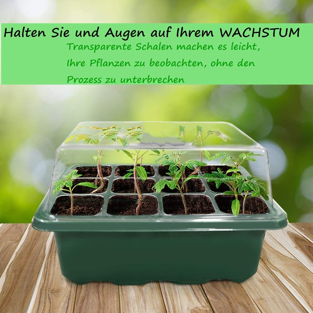 Voarge Invernadero de interior, con 12 agujeros para plantas y tapa, para invernadero, cultivo, macetas, macetas, macetas, jardineras