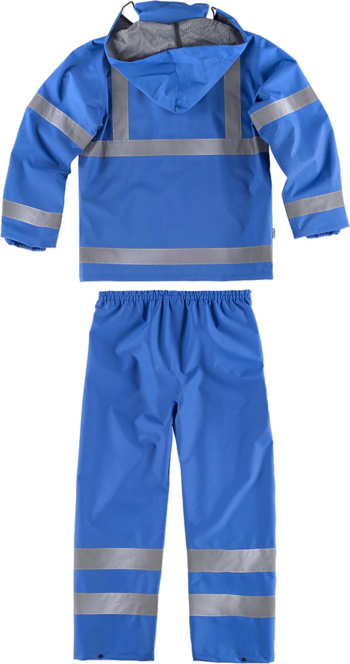 WORKTEAM Traje de Agua Impermeable, Chaqueta y Pantalón con Cintas Reflectantes, Capucha Oculta y Forro de Rejilla, Visibilidad Realzada unisex