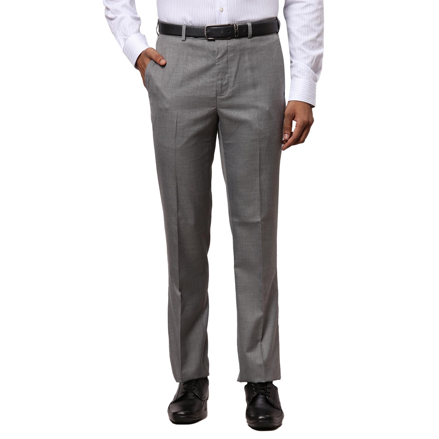 raymond Men's Solid Pattern Contemporary Fit Polyester Blend Flat Front Formal Trouser-picture-37