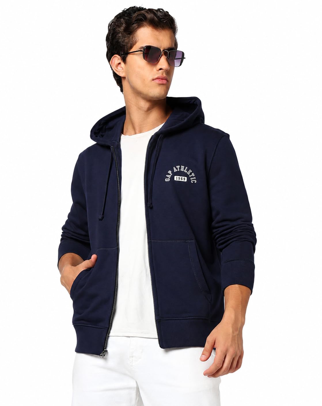 Gap Men Graphic Printed Regular Fit Full Sleeves Hooded Sweatshirt-picture-23