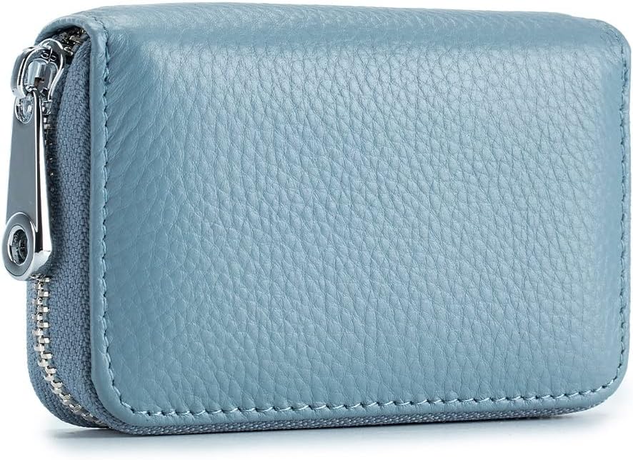 EASTNIGHTS RFID Credit Card Holder Genuine Leather Credit Card Wallet with Zipper | RFID