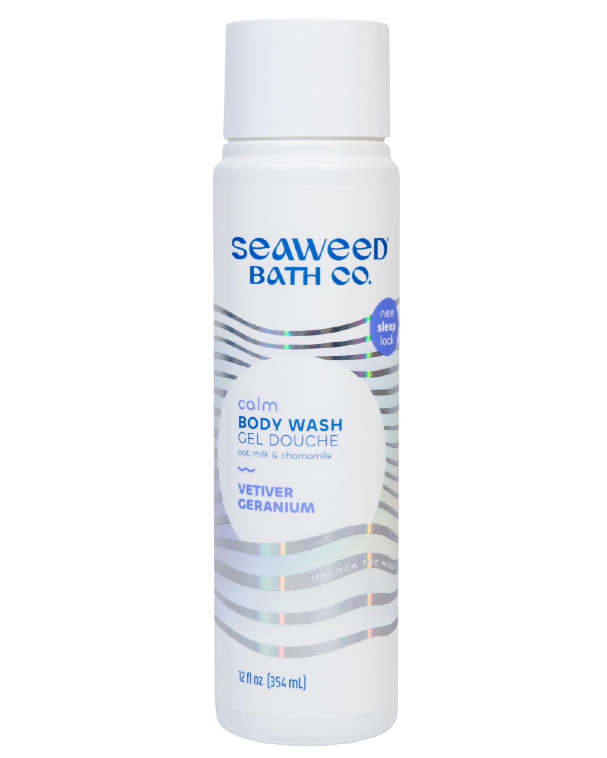 Seaweed Bath Co. Calm Body Wash - Vetiver Geranium - Hydrating Foaming Cleanser with Soothing Oat Milk & Chamomile - Vegan, Paraben and Sulfate Free