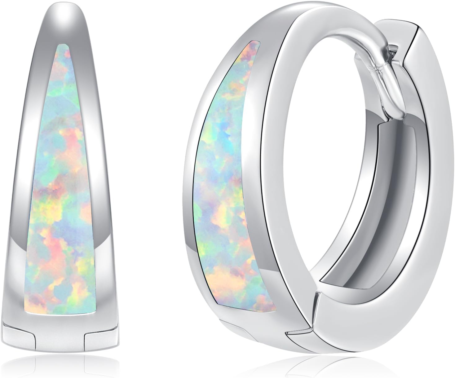 CiNily Opal Earrings for Women Trendy Gold Hoop Earrings, 14k Gold Plated Small Huggie Earrings Tiny Hoops Chunky Gold Earrings Lightweight Thick Gold Hoops Stacks Earrings Silver Gold Opal Jewelry