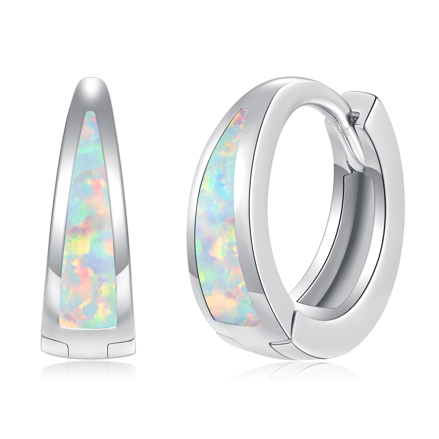 CiNily Opal Earrings for Women Trendy Gold Hoop Earrings, 14k Gold Plated Small Huggie Earrings Tiny Hoops Chunky Gold Earrings Lightweight Thick Gold