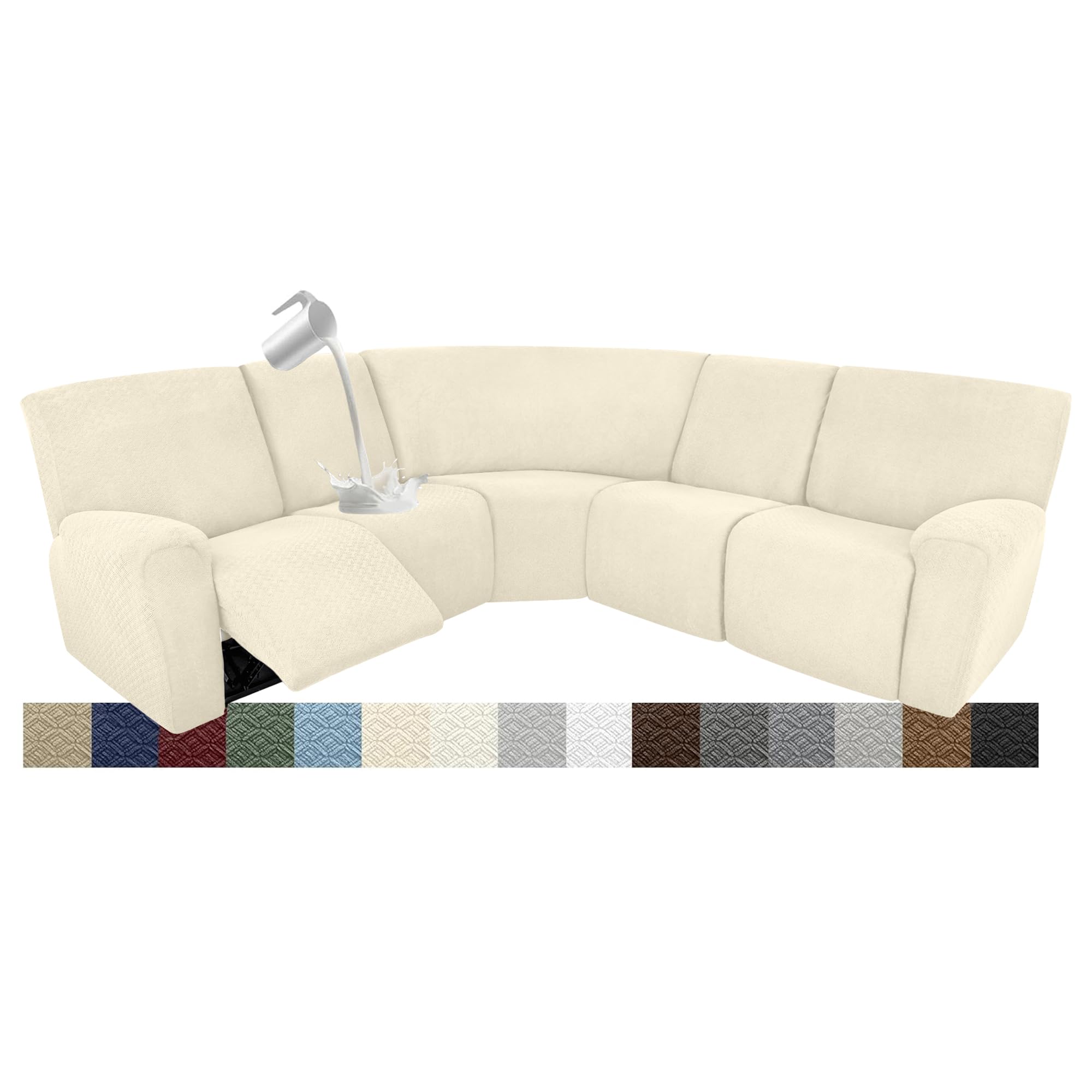 Photo 1 of ROFASVCO Waterproof Sectional Recliner Couch Covers for Reclining Couches Washable L Shaped Sofa Cover for Dogs Stretch Corner Recliner Slipcovers (X-Large 5 Seater Cover, Light Beige)
