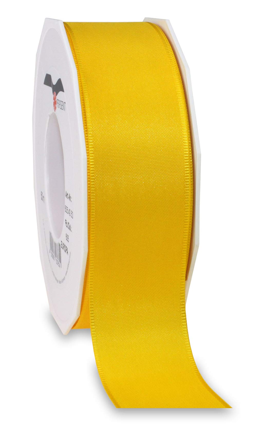 Präsent - Europa Taffeta Ribbon Yellow 40 mm width, 50 m length, Petrol, 40mm - 50m