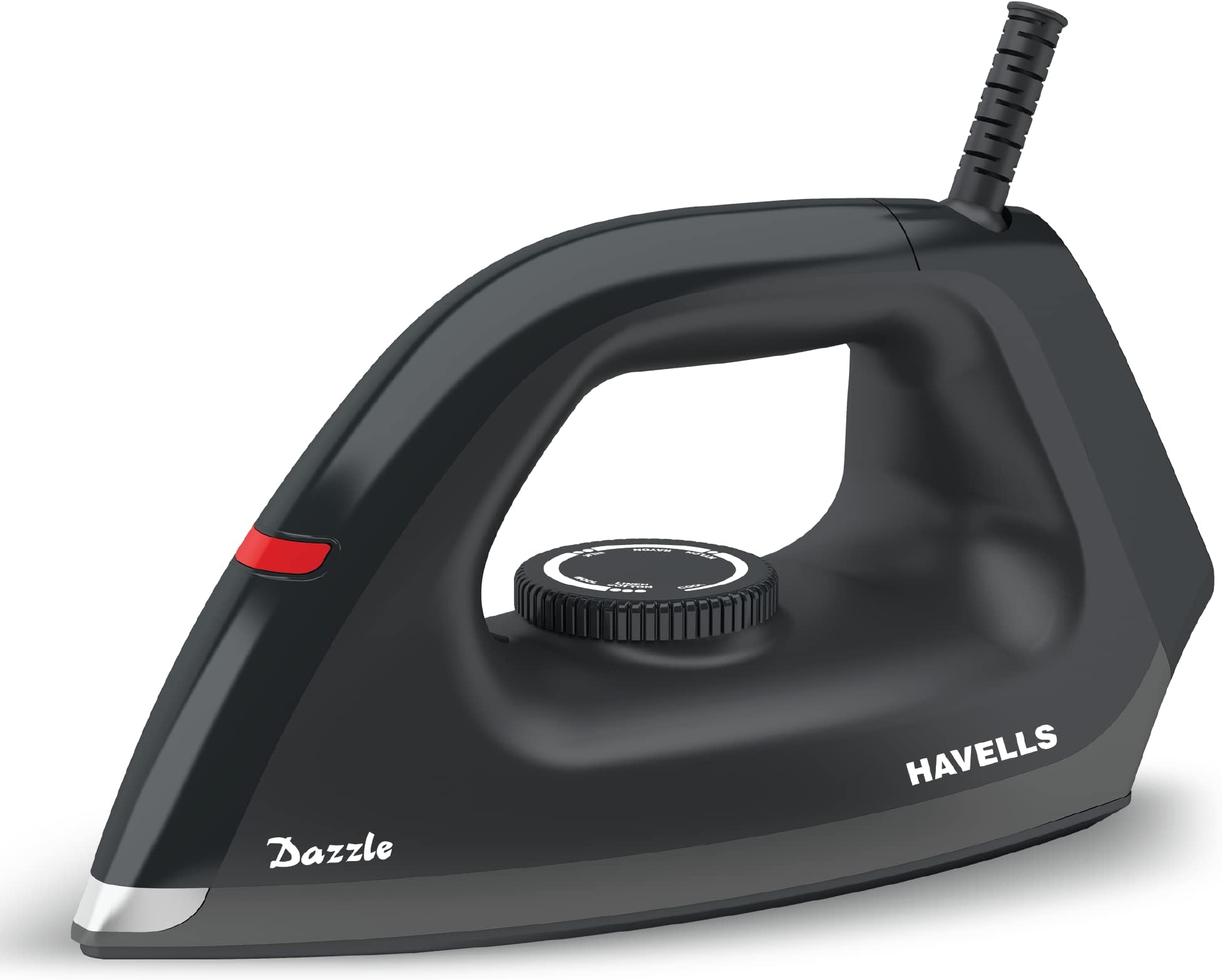 Havells Plastic Dazzle 1100W Dry Iron Press German Technology Non Sick Coated Sole Plate & 2 Yrs Warranty (Black), 1100 Watts