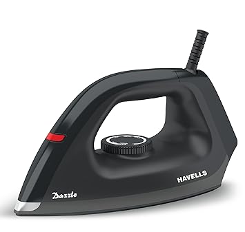 Havells Dry Iron Dazzle 1100 Watts, Iron Press, Greblon Non Sick Soleplate with German Technology, Shock Proof Body, Aerodynamic Design, 360° Swivel Cord, 2 Year Manufacturer Warranty (Black) - image, photos