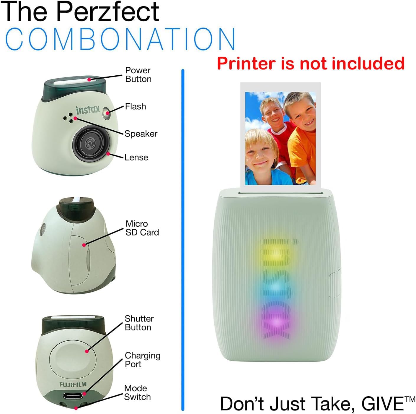 Fujifilm Instax Pal Digital Camera with 20 Fujifilm Prints (Powder Pink)