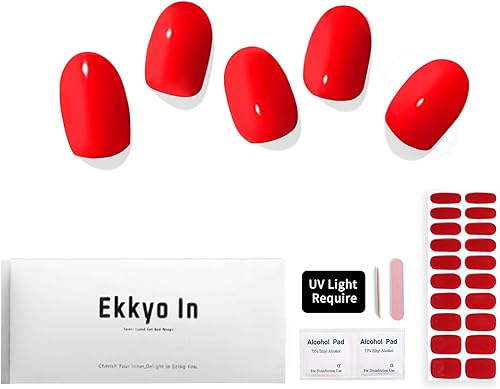 Tiras de uñas de gel semicuradas, resistentes al astillamiento, calcomanías de uñas de gel fáciles de usar, 20 unidades de envolturas de uñas de gel