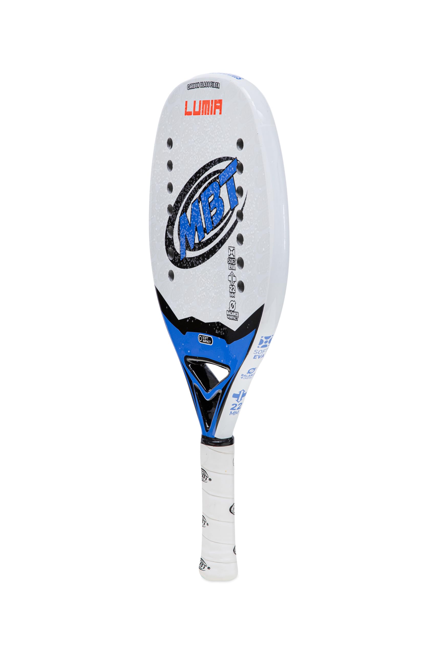 MBT Lumia, rakieta tenisowa Beach Tennis, karbon i włókno szklane, powłoka Super Grip - Eva Soft - lekka i wyważona, profil 22 mm