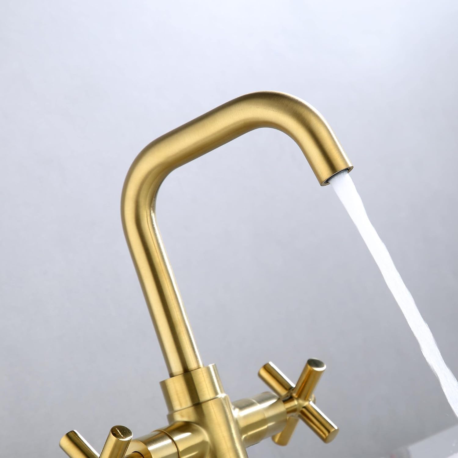 Up To 40% OFF Duttao DF-1265CCH-BG 2 Handle Single Hole Bahroom Sink Faucet, Solid Brass and Copper Construction,Certify to Comply with UPC, IPC, NSF61-9, AB1953, Low Lead, WaterSense Certified,Brushed Gold Finish