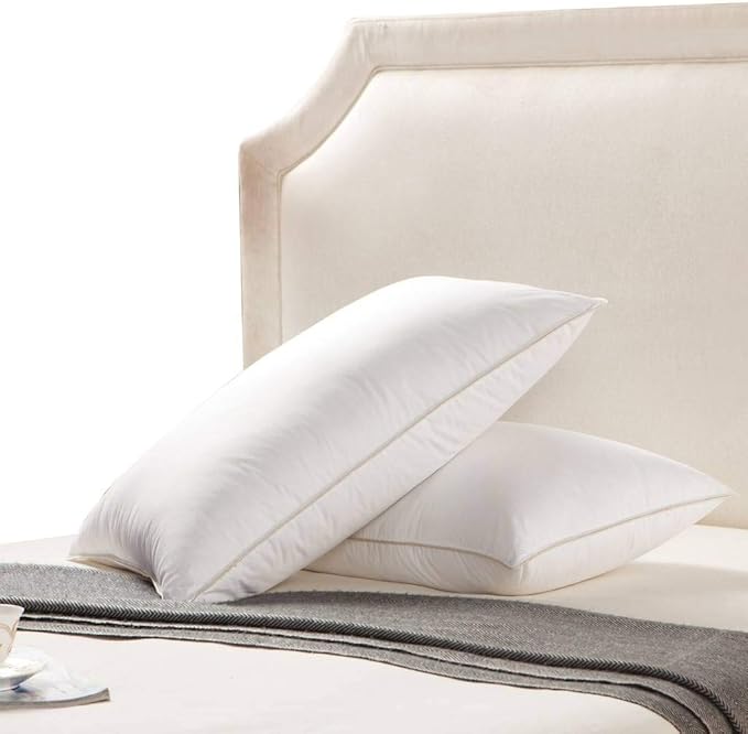 Set 2 Almohadas Pluma de Ganso Queen Algodón Egipcio Suave miniatura 2