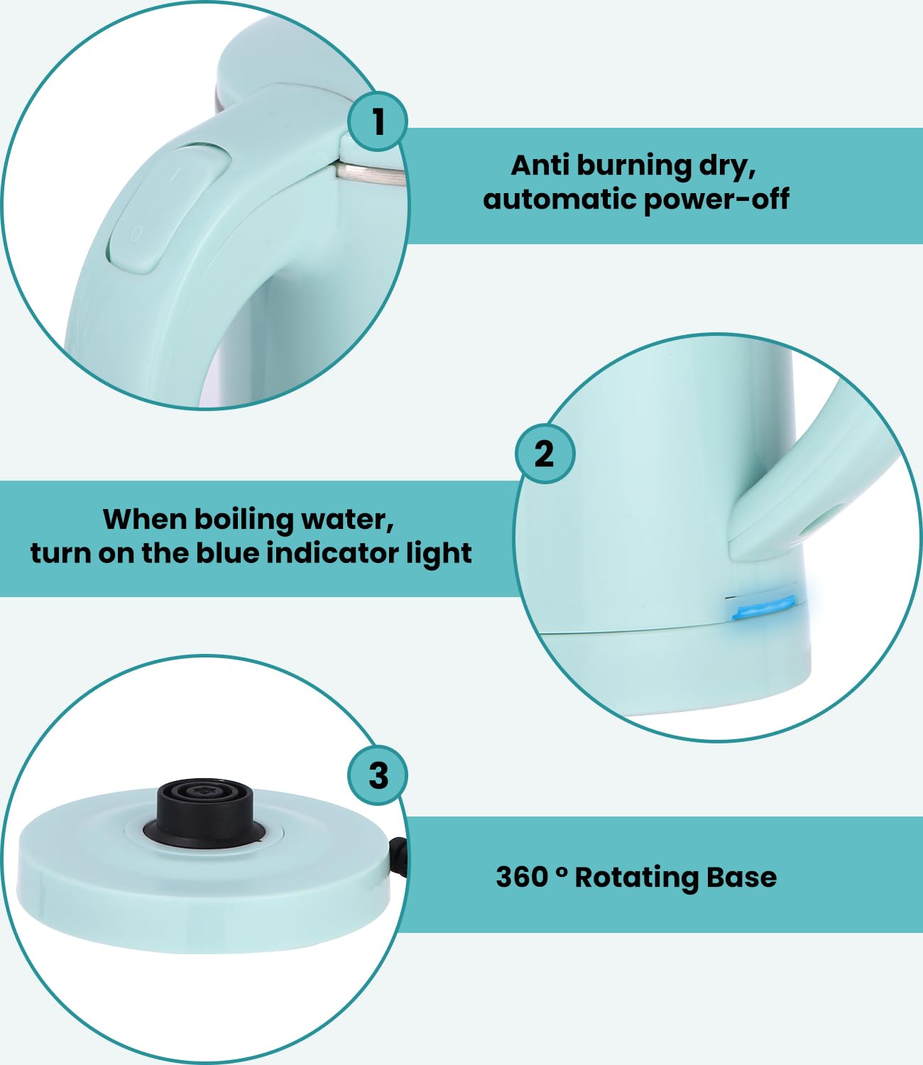 Hixava 600ML Petite Bouilloire Électrique 600W Bouilloire Portable Mini Bouilloire de Voyage en Acier Inoxydable Rapide Bouillir Théière Socle 360° pour L'eau Bouillante Thé Lait Café