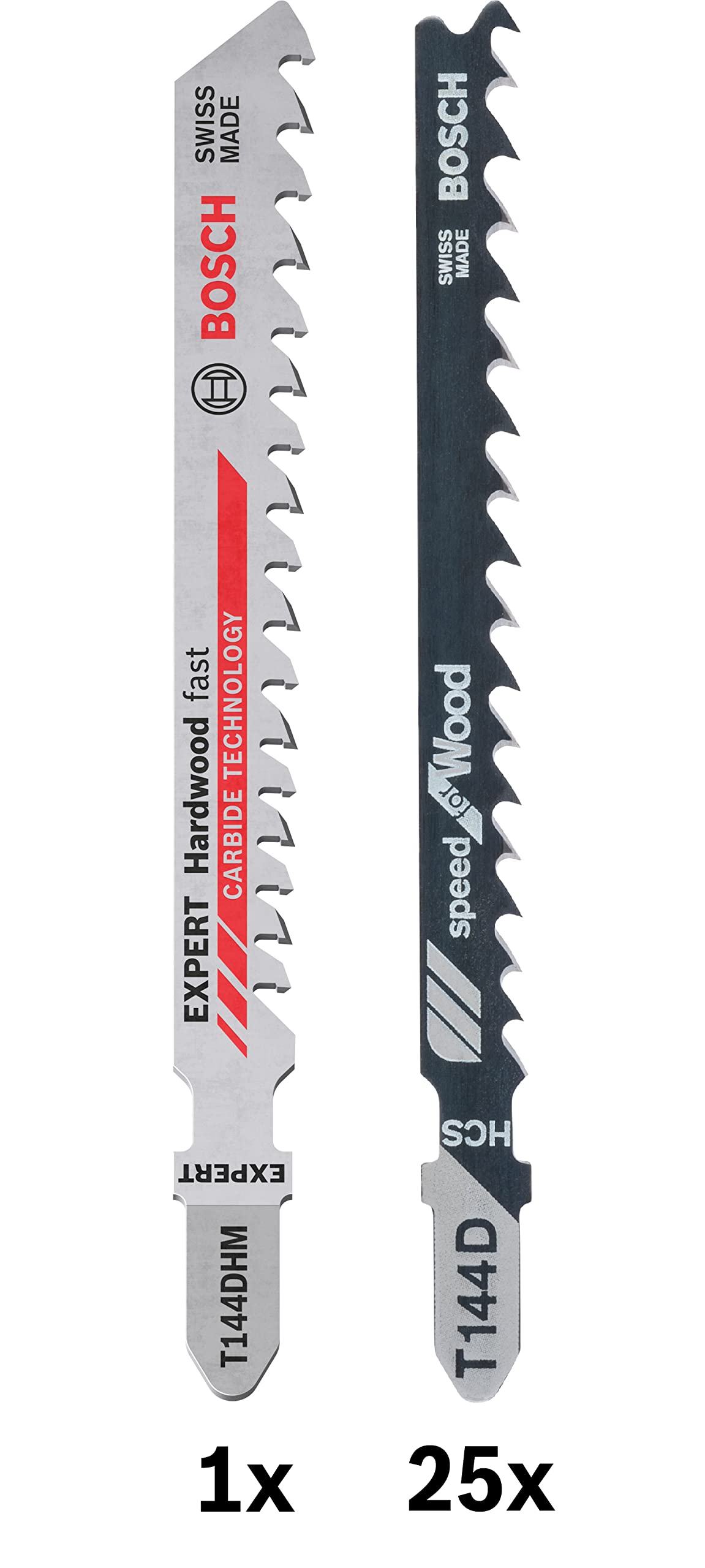 Bosch Professional Lame per seghetto alternativo 25x T 144 D + 1x Expert ‘Hardwood Fast’ T 144 DHM (per Legno Legno duro Accessorio Seghetto alternativo)