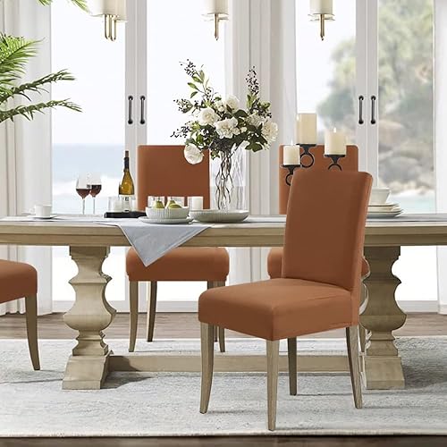 Miniatura 3 de H.VERSAILTEX Juego de 2 fundas 100% impermeables para sillas de comedor, fundas elásticas para sillas de comedor, fundas protectoras para sillas de