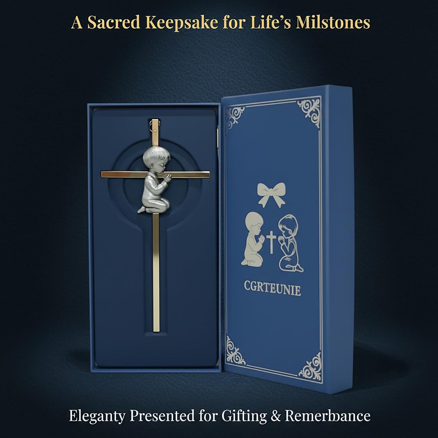 CGRTEUNIE CGRTUNIE Baptism Gift for Baby Boy 7 Inch Stainless Steel Cross