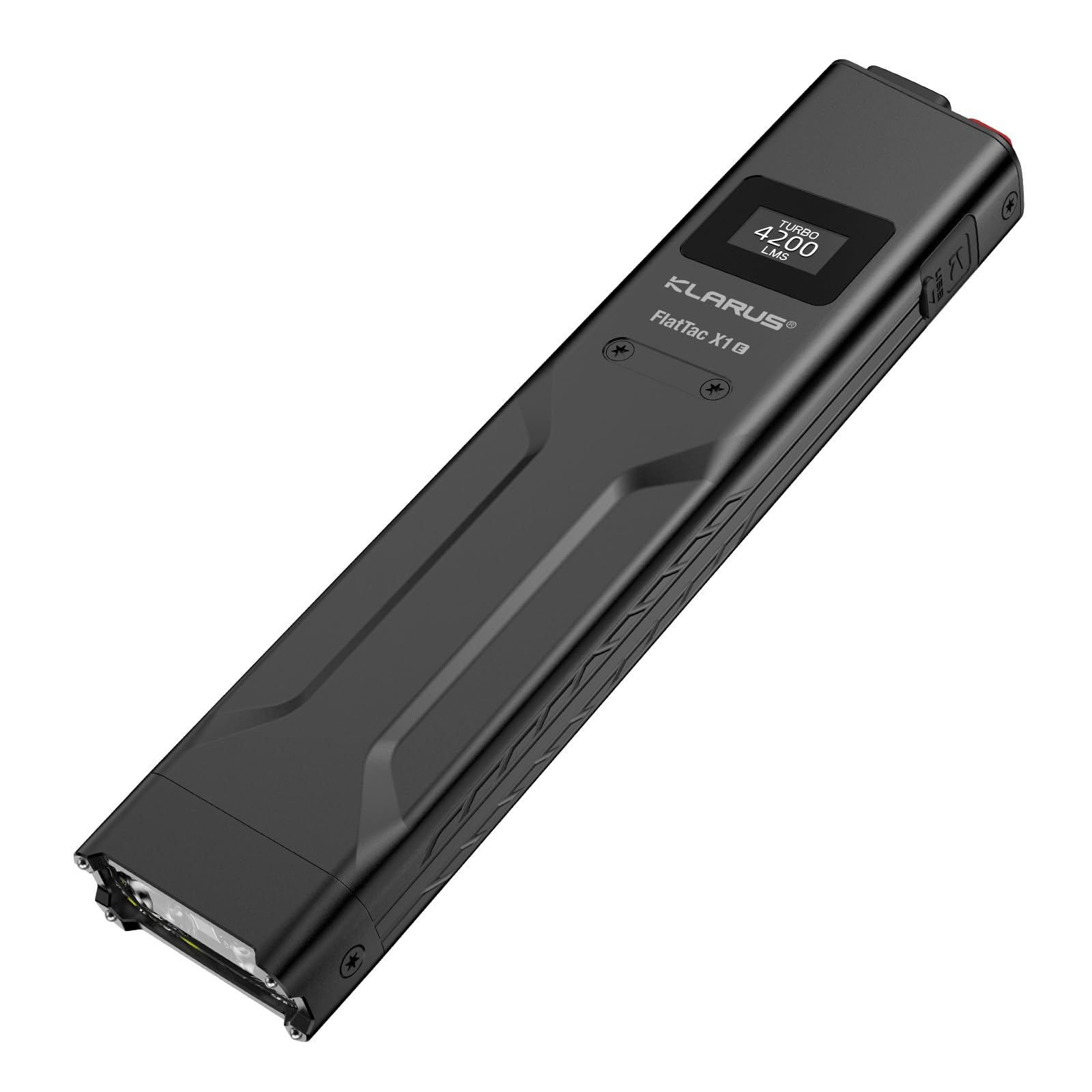 klarus FlatTac X1 Uitra Slim Tactical - Linterna táctica compacta de 4200 lúmenes con doble interruptor, IPX6 resistente al agua, perfecta para uso al aire libre, servicio y emergencia (Negro)