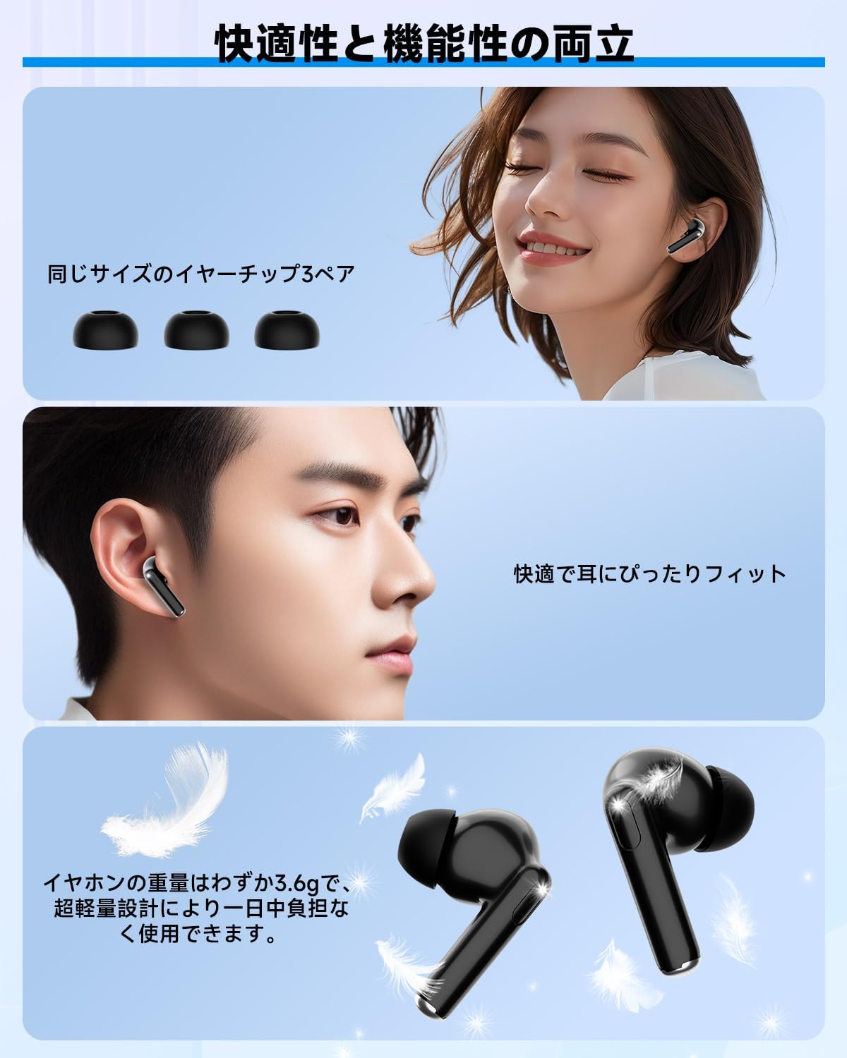 Amazon.co.jp: 【2025新登場】ワイヤレスイヤホン bluetooth 5.4