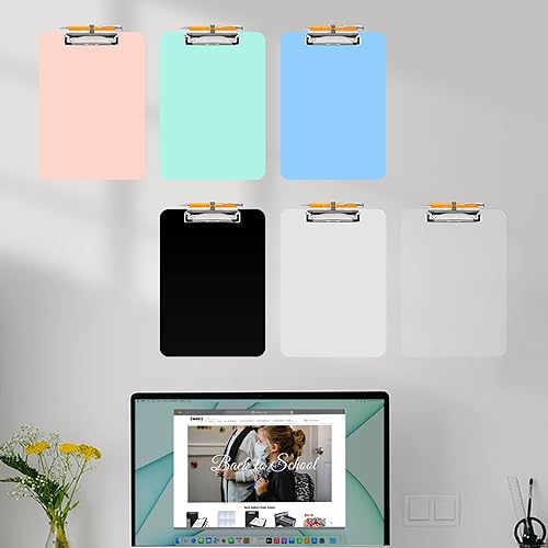 Miniatura 7 de Sooez Paquete de 2 portapapapeles de plástico con soporte para bolígrafos, 10% más grueso Tableros de clip de 8.5 x 11 pulgadas con clip de perfil