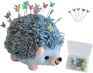 YUERFEILA Hedgehog Pin Cushion Sewing Kit with 100 Colored Pins,Pin Cushions Sewing Accessories and Supplies Flat Head Straight Pins Needle Cushions Holder