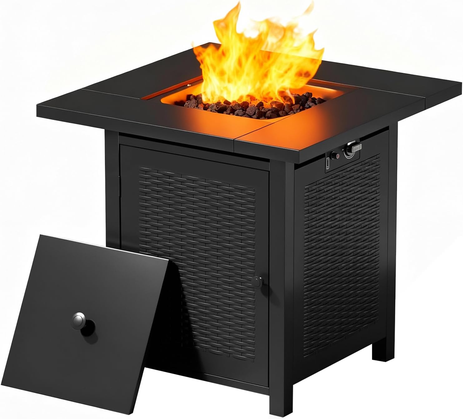 FDW 43 Inch Outdoor Propane Fire Pit Table with Glass Wind Guard, Rectangular Patio Fire Table, 50,000 BTU Smokeless Gas Firepit for Backyard, Garden & Poolside