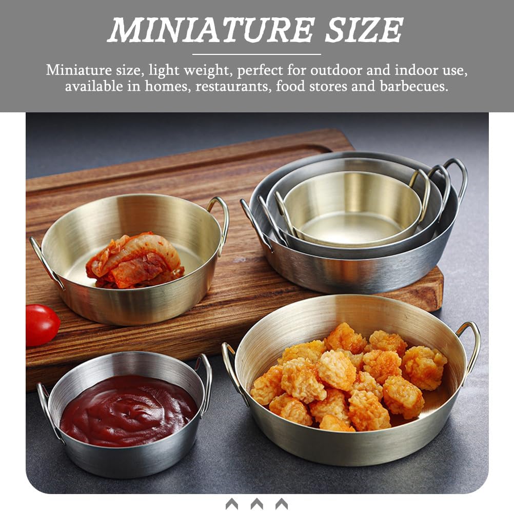 BESTOYARD Sauce Dish Stainless Steel Metal Popcorn Pot re-usable, 8X8CM, Silver, K0H337023I423JOA9I