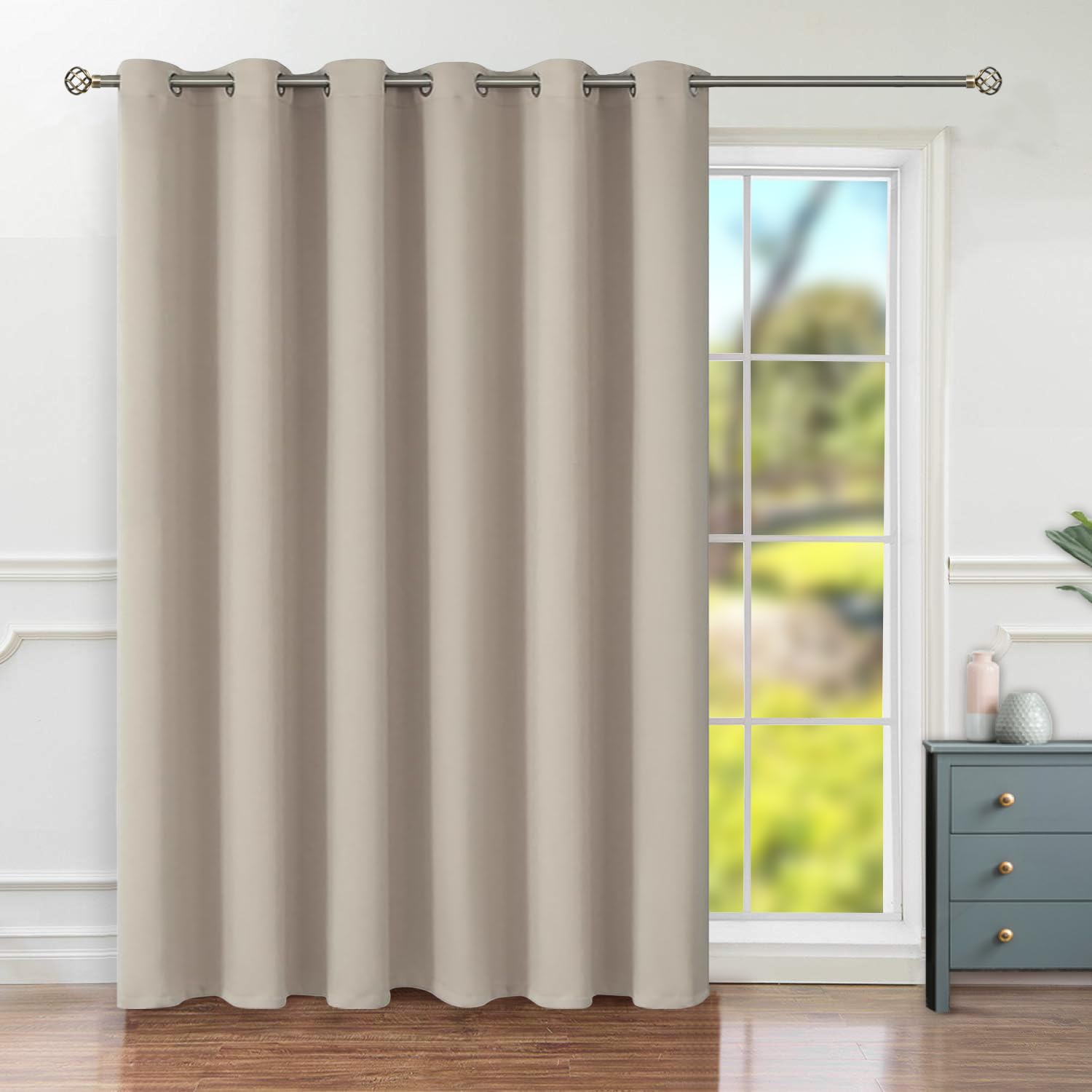 BGment Sliding Door Curtain, 120 x 84 Inch, Thermal Insulated, Soundproof, Camel, 1 Panel