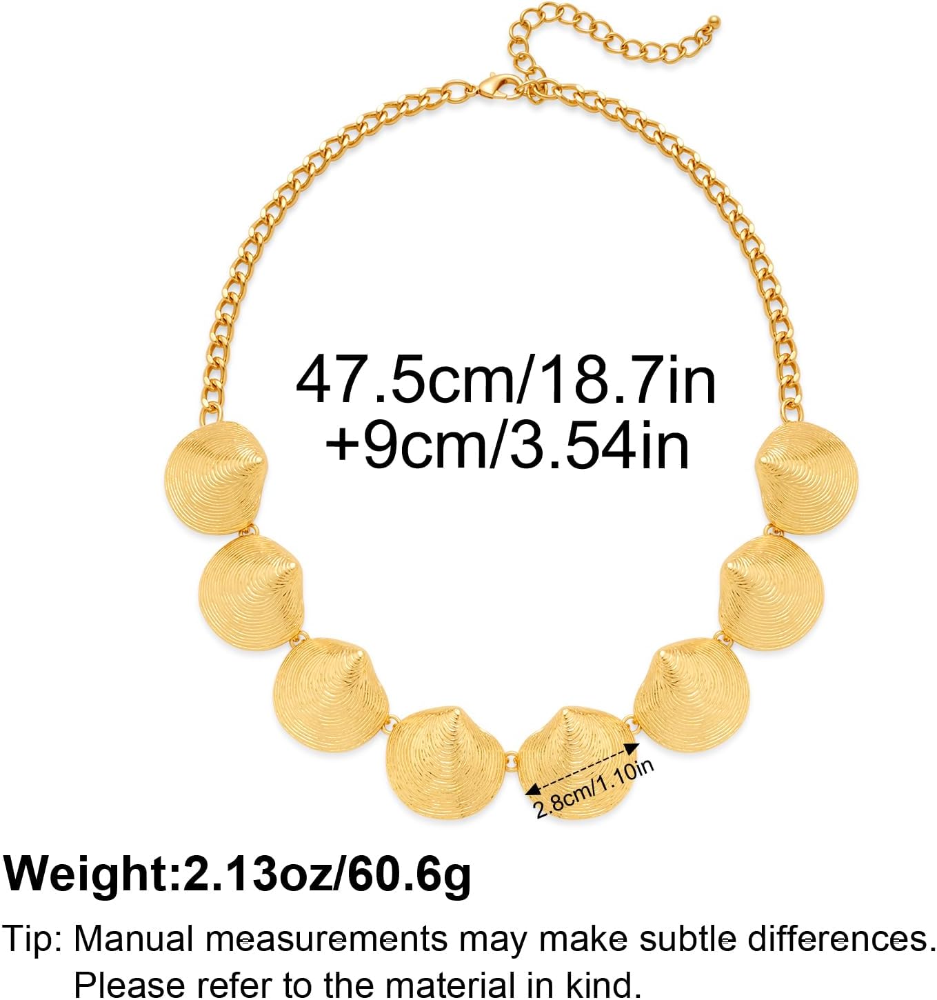 YUJIE Gold Plated Seashell Choker Necklace for Women Exaggerated Statement Chunky Ocean Shell Collar Bib Choker Necklace for Summer Beach Vacation - Image 5