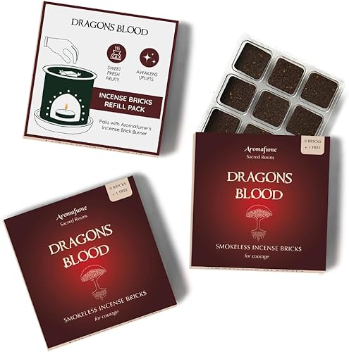 Aromafume Ladrillos de incienso de sangre de dragones (3 bandejas x 9 piezas cada una) Ideal para generación de vibraciones positivas, limpieza de