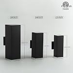 mirrea Modern Outdoor Porch Light Patio Light in 2 Lights with Aluminum Rectangular Tube and Tempered Glass Cover Waterproof Wall Sconce 2 Pack (Matte Black)