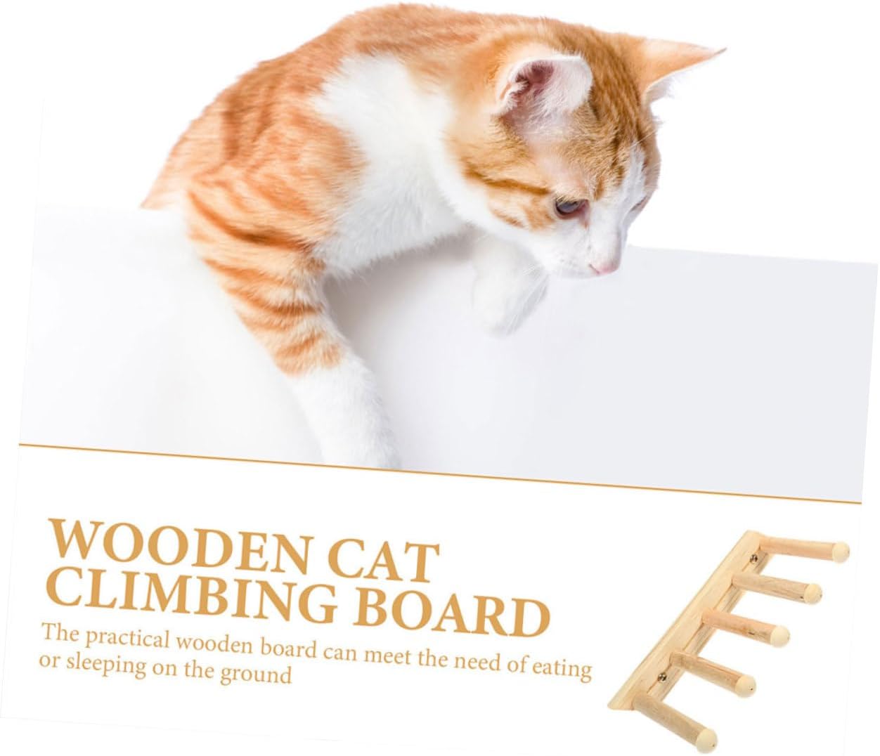 Kisangel 2pcs Cat Wall Steps Shelves Wall-Mounted Wooden Cat Climbing Ladder Multi-Level Furniture for Indoor Space-Saving Design for Homes Long Each Step