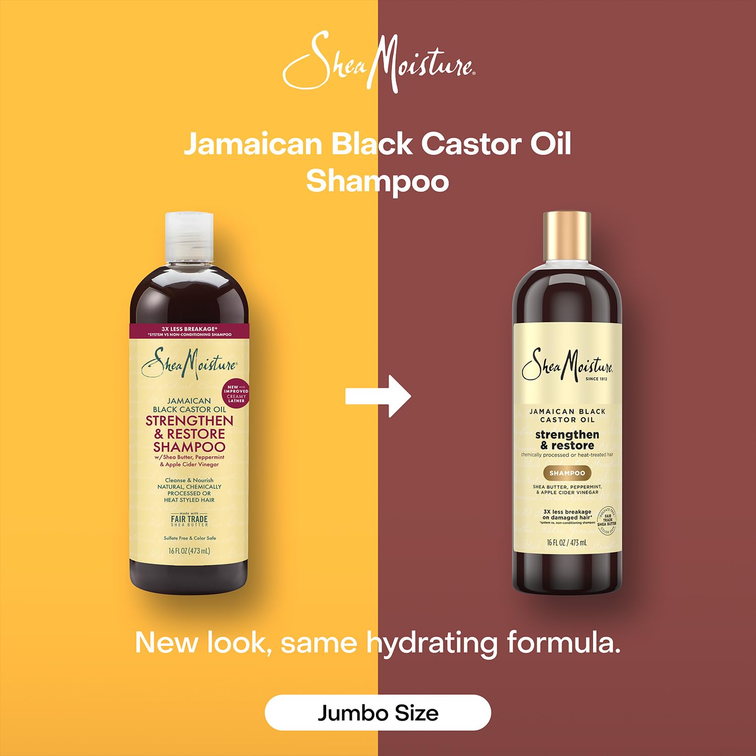 SheaMoisture Jamaican Black Castor Oil Strengthen & Restore Shampoo, 2-Pack