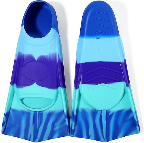 Miniatura 2 de Aletas de natación para niños, aletas cortas para niños y jóvenes, aletas de natación para entrenamiento de natación para niños, niñas, niños Azul /
