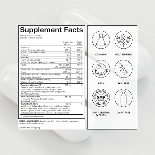 Miniatura 8 de Serovital Hair Regeneres Suplemento avanzado para el crecimiento del cabello, vitaminas para el cabello para mujeres, regeneración avanzada del