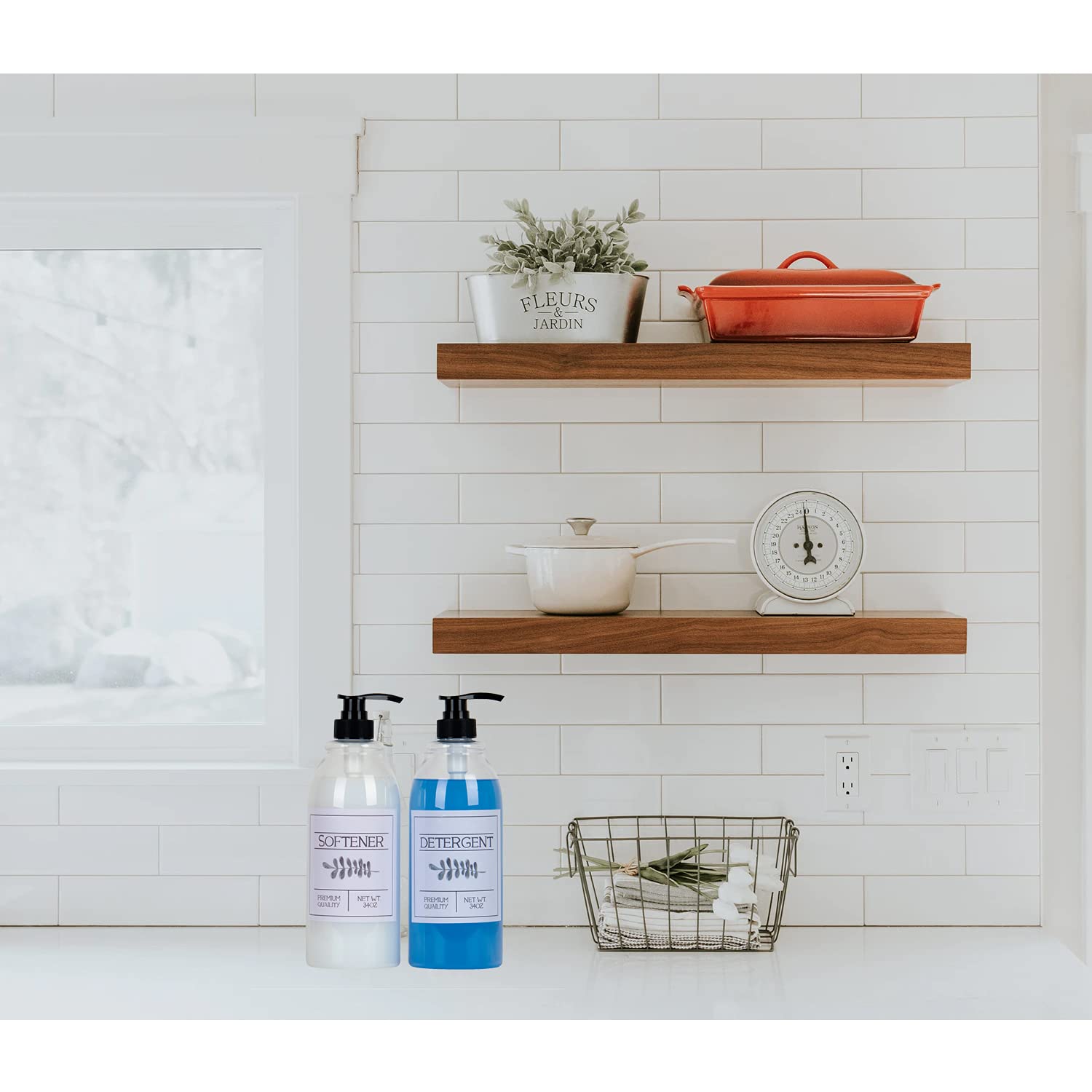 PJHOME Laundry Dispenser Liquid Detergent and Fabric Softener Container