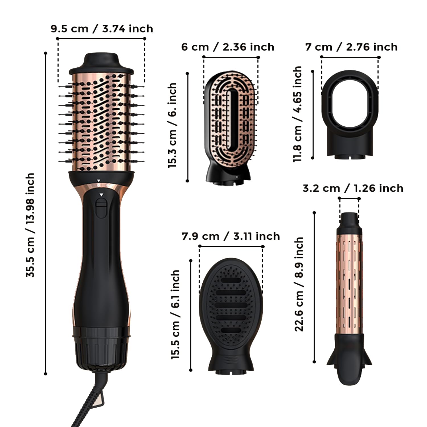 Spazzole ad aria calda 5 in 1, Set di Spazzola Asciugacapelli da 1000W, Styler per Capelli, con Asciugacapelli, Spazzola lisciante, Ferro Arricciacapelli, Volumizzante, 4 temperature