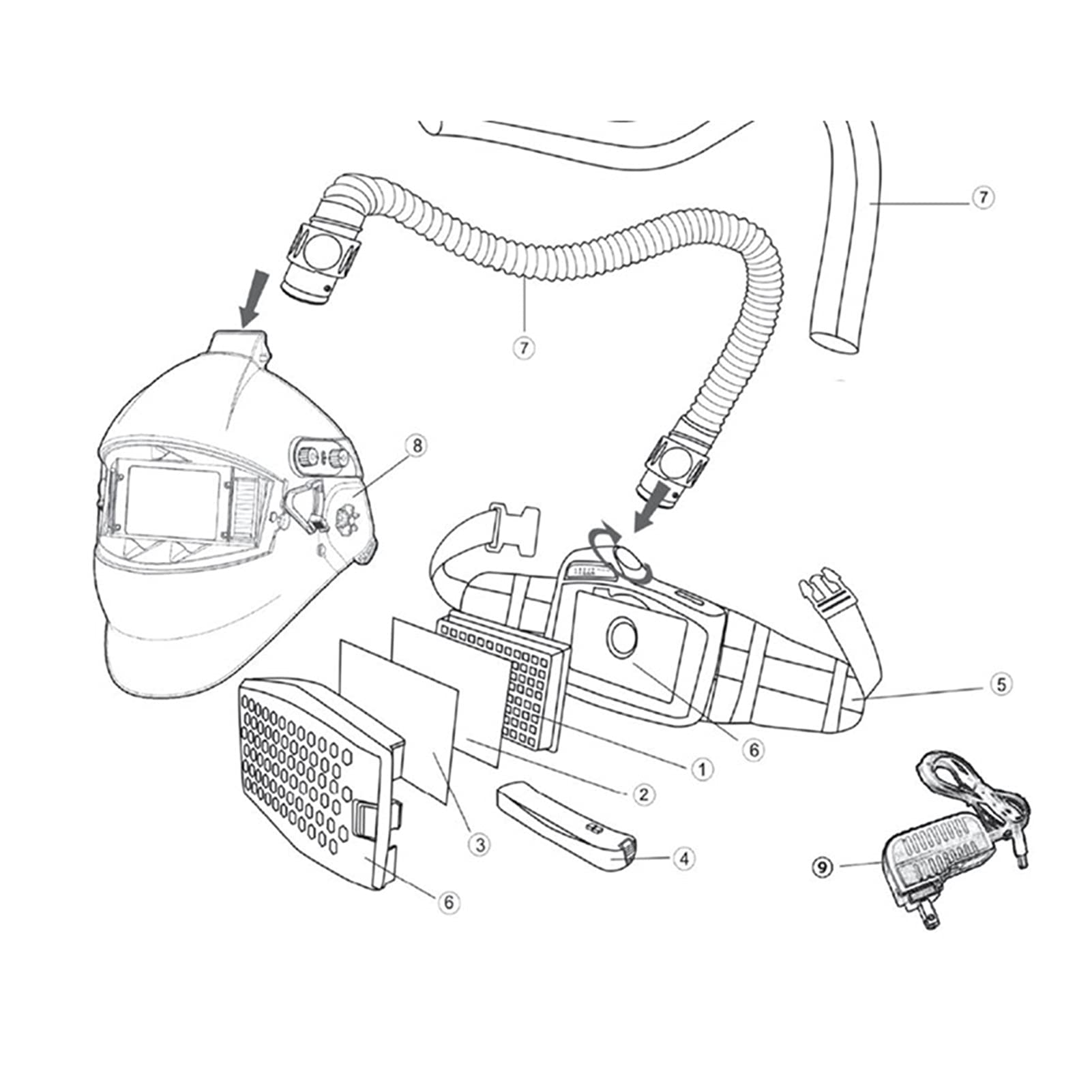 Soldador Soldadura de la soldadura de la soldadura del respirador del aire Kit de protección de la industria de la soldadura de la soldadura automática que oscurece la soldadura