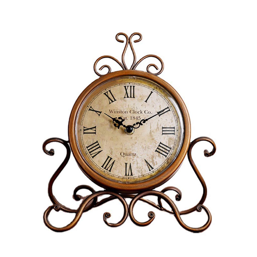 Battery Operated Table Clock Home Bedroom Living Room Office Decor Vintage Retro Iron Ornament